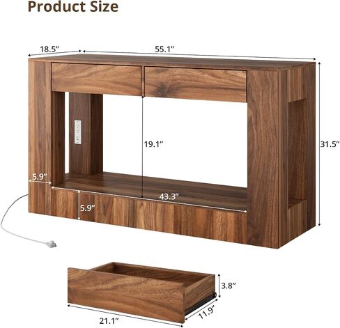 VOWNER 55–75/90 Gallon Fish Tank Stand with Power Outlet for 2 Tank, Walnut in Kuwait