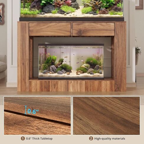 VOWNER 55–75/90 Gallon Fish Tank Stand with Power Outlet for 2 Tank, Walnut in Kuwait
