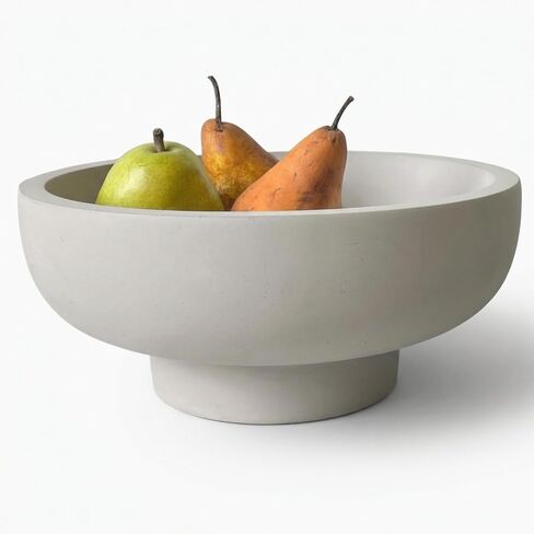 OAKOA Concrete Fruit Bowl for Kitchen Counter - Large Decorative Bowl for Home Decor - Modern Pedestal Bowl - Key Bowl for Entry Table - Footed Bowl - Entryway Bowl for Keys in Kuwait