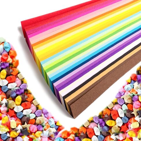 Star origami, colorful decorative paper strips, origami paper strips, DIY origami star paper strips (12 color glowing star origami/210 sheets) in Kuwait