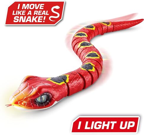 Robo Alive Slithering Snake Series 3 Red by ZURU Battery-Powered Robotic Light Up Reptile Toy that Moves (Red), Multi-Color, 7150A in Kuwait