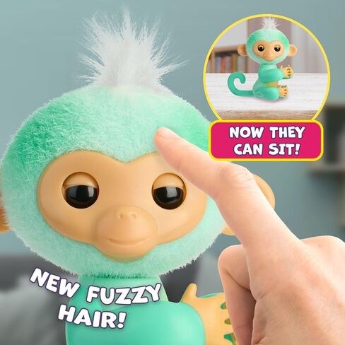 Fingerlings 2023 NEW Interactive Baby Monkey Reacts to Touch – 70+ Sounds & Reactions – Ava (Teal) in Kuwait