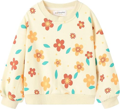 Mud Kingdom Boutique Little Girls Sweatshirts Crewneck Cotton Sunflower in Kuwait