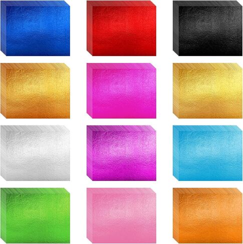 240 PCS Foil Sheets for Crafts, Colorful Gold Leaf Sheets, Foil Paper Transfer Sheet for Arts Decoration, DIY Crafts, Furniture, Nails, Paintings, 12 Colors in Kuwait