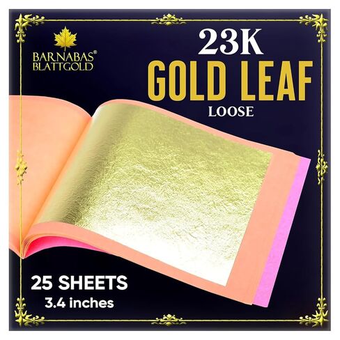 Barnabas 24K Real Gold Leaf Sheets for Crafts - 10-Loose Sheet 3.1inch in Saudi Arabia