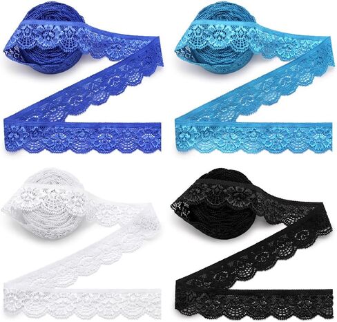 SEMINI 28 Yards 1" Wide Lace Elastic Trim 14 Colors Lace Ribbon Flower Edge Trimming for Sewing Craft Wedding Party Decor Clothes in Saudi Arabia