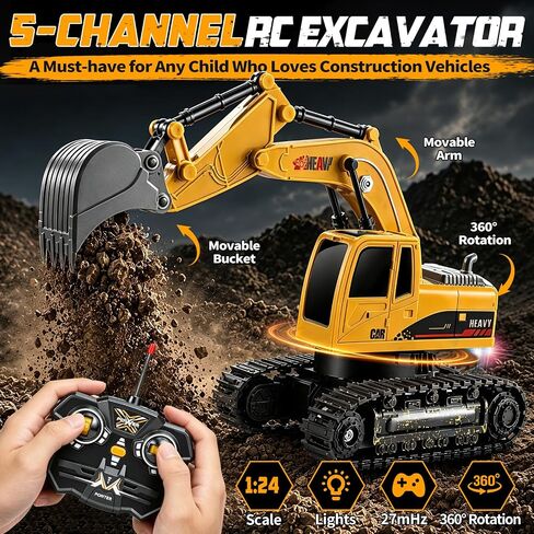 YongnKids 2 Pcs Large Rc Excavator Toy & Dump Truck for Kids Age 6+ in Kuwait