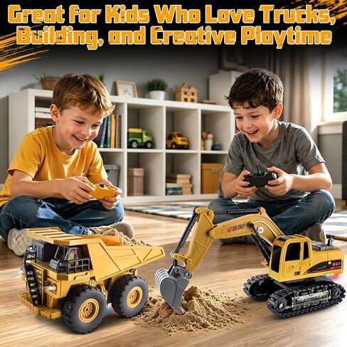 YongnKids 2 Pcs Large Rc Excavator Toy & Dump Truck for Kids Age 6+ in Kuwait