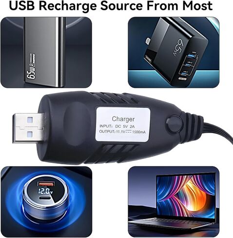 11.1V Battery Charger Airsoft - 2A 1500mAh USB Chargers with XH-4P Plug Gel Blaster 3S Lipo Battery 11.1 Volt Li-ion Batteries Chargers Cable for RC Car Boat Toy 2 Pack in Saudi Arabia
