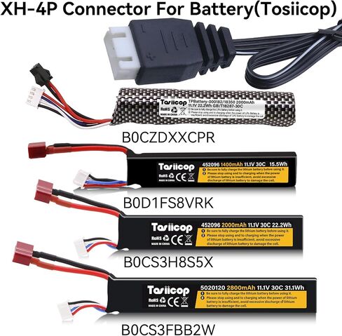 11.1V Battery Charger Airsoft - 2A 1500mAh USB Chargers with XH-4P Plug Gel Blaster 3S Lipo Battery 11.1 Volt Li-ion Batteries Chargers Cable for RC Car Boat Toy 2 Pack in Saudi Arabia
