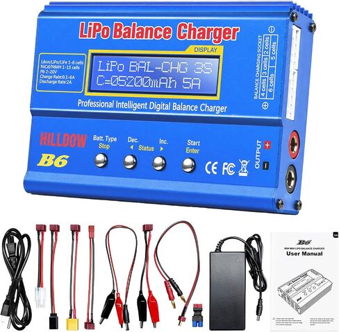 B6 Lipo Battery Charger Newly Upgraded 80W Mini Balance RC Battery Charger/Discharger with Power Supply for Lipo/Li-ion/Life(1-6s) NiMh/NiCd (1-15s) Pb RC Lipo Battery Charger with LCD Display in Saudi Arabia