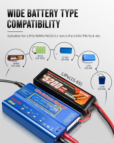 B6 Lipo Battery Charger Newly Upgraded 80W Mini Balance RC Battery Charger/Discharger with Power Supply for Lipo/Li-ion/Life(1-6s) NiMh/NiCd (1-15s) Pb RC Lipo Battery Charger with LCD Display in Saudi Arabia