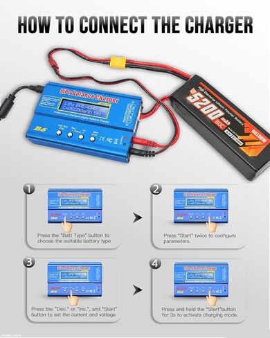 B6 Lipo Battery Charger Newly Upgraded 80W Mini Balance RC Battery Charger/Discharger with Power Supply for Lipo/Li-ion/Life(1-6s) NiMh/NiCd (1-15s) Pb RC Lipo Battery Charger with LCD Display in Saudi Arabia