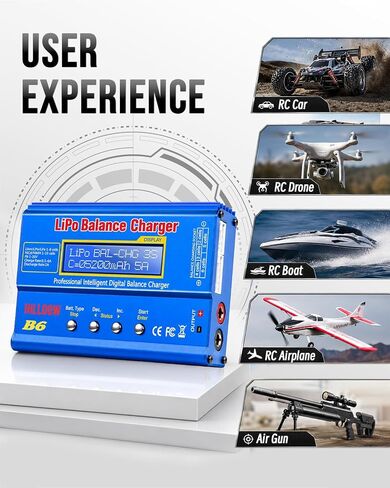 B6 Lipo Battery Charger Newly Upgraded 80W Mini Balance RC Battery Charger/Discharger with Power Supply for Lipo/Li-ion/Life(1-6s) NiMh/NiCd (1-15s) Pb RC Lipo Battery Charger with LCD Display in Saudi Arabia