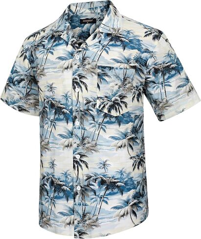 Hawaiian Shirt for Men Casual Summer Short Sleeve Beach Vacation Aloha Hawaii Button Down Shirt Holiday in Kuwait