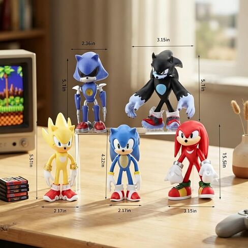 Tititada 5Pcs Sonic Exquisite Model Ornaments, Creative Anime Peripheral Gifts for Fans in Kuwait
