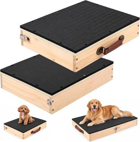 2 PCS Place Board Wooden Connectable Dog Training Platform, Black in Saudi Arabia