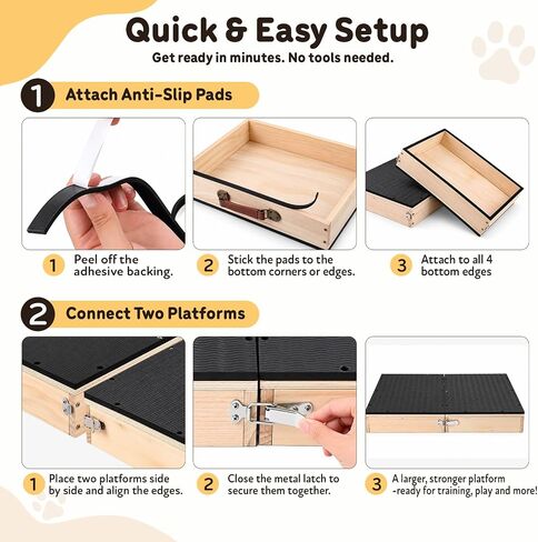 2 PCS Place Board Wooden Connectable Dog Training Platform, Black in Saudi Arabia