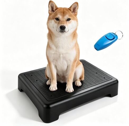 Dog Training Place Board with Whistle, Non-Slip Portable Dog Platform for Agility, Puppy Training Equipment for Small Medium Dogs 17.3"x13.4"x3.8" (Black) in Kuwait