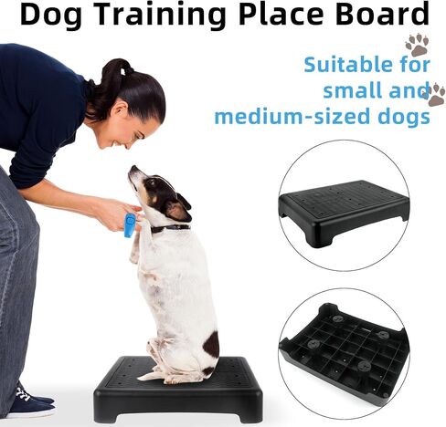 Dog Training Place Board with Whistle, Non-Slip Portable Dog Platform for Agility, Puppy Training Equipment for Small Medium Dogs 17.3"x13.4"x3.8" (Black) in Kuwait