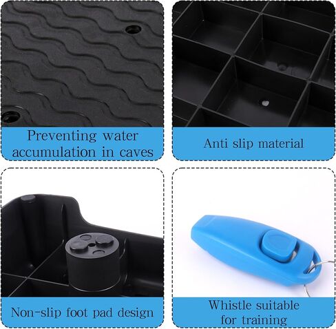 Dog Training Place Board with Whistle, Non-Slip Portable Dog Platform for Agility, Puppy Training Equipment for Small Medium Dogs 17.3"x13.4"x3.8" (Black) in Kuwait