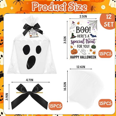 12 Sets Halloween Boo Popcorn Boxes Bulk Plastic Trick or Treat Gift Bucket in Kuwait