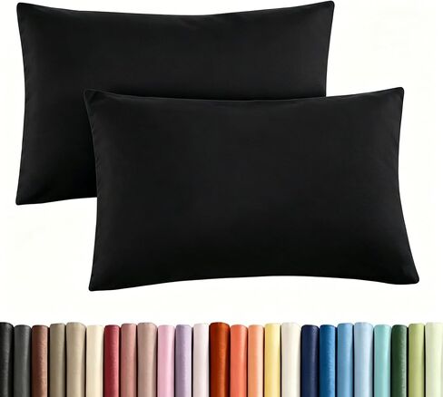Mohap Zipper Pillowcase 4 Pieces Brushed Microfiber 1800 Hotel Quality Super Soft Pillow Cover No Shrinkage No Fade Pillow Protectors - Black, Queen in Kuwait