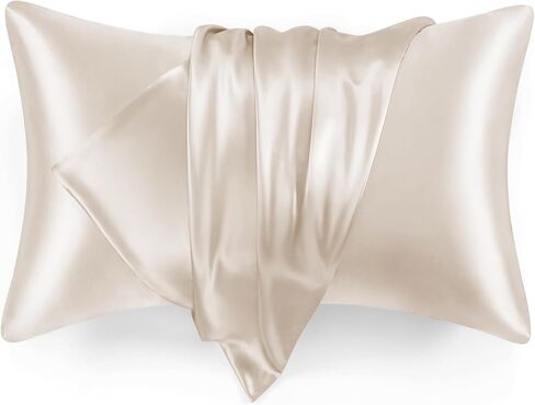 Love's cabin Silk Satin Pillowcase for Hair and Skin (Black, 20x26 inches) Slip Pillow Cases Standard Size Set of 2 - Satin Cooling Pillow Covers with Envelope Closure in Kuwait
