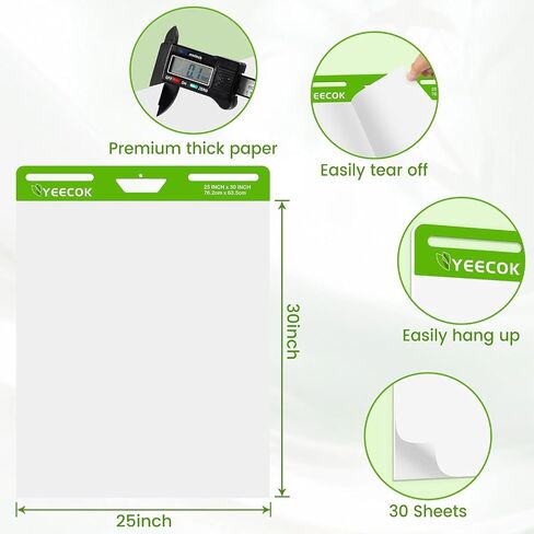 YEECOK Super Sticky Easel Pad, 25 x 30 Inches, 10 Pads, 30 Sheets/Pad in Saudi Arabia
