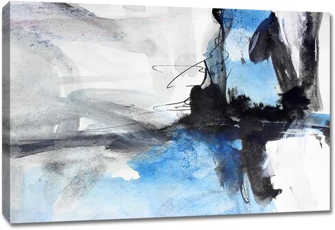 Wall Art Canvas Abstract Art Paintings Blue Circle Graffiti on White Background Modern Artwork Decor for Living Room Bedroom Kitchen 30x20in in Kuwait