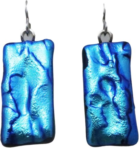 Long Lightweight Textured Aqua Sterling Silver Earrings N275 in Kuwait