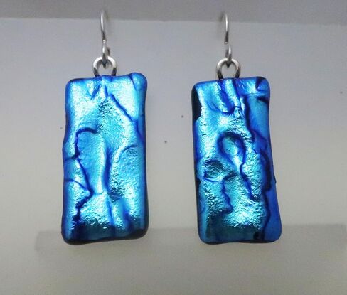 Long Lightweight Textured Aqua Sterling Silver Earrings N275 in Kuwait