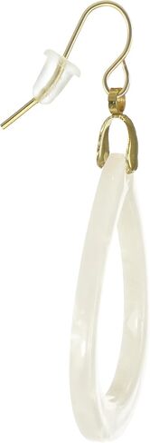 White Acrylic Teardrop Minimalist Boho Earrings, Hypoallergenic 18K Gold or Platinum Ear Wires in Saudi Arabia
