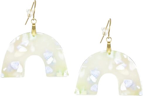 Pastel Acrylic U Drop Boho Statement Earrings, 18K Gold Ear Wires in Saudi Arabia