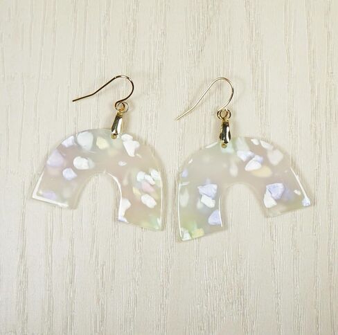 Pastel Acrylic U Drop Boho Statement Earrings, 18K Gold Ear Wires in Saudi Arabia