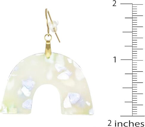 Pastel Acrylic U Drop Boho Statement Earrings, 18K Gold Ear Wires in Saudi Arabia