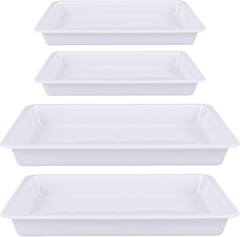 SEWACC 4pcs Plastic Water Marbling Painting Tray White Rectangular Plastic Palette with Smooth Flat Surface for Watercolor Mixing and Painting Accessories, for Art Classes and Group Art in Kuwait