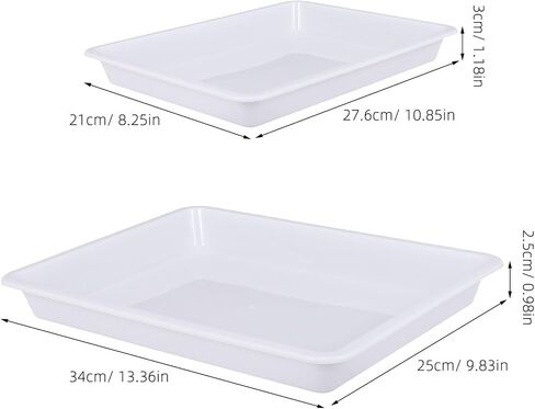SEWACC 4pcs Plastic Water Marbling Painting Tray White Rectangular Plastic Palette with Smooth Flat Surface for Watercolor Mixing and Painting Accessories, for Art Classes and Group Art in Kuwait
