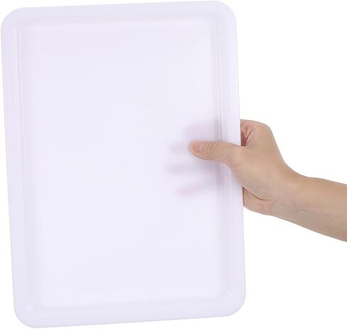 SEWACC 4pcs Plastic Water Marbling Painting Tray White Rectangular Plastic Palette with Smooth Flat Surface for Watercolor Mixing and Painting Accessories, for Art Classes and Group Art in Kuwait