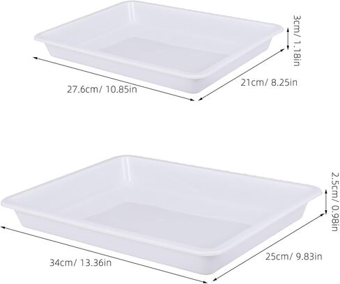 SEWACC 4pcs Plastic Water Marbling Painting Tray White Rectangular Plastic Palette with Smooth Flat Surface for Watercolor Mixing and Painting Accessories, for Art Classes and Group Art in Kuwait