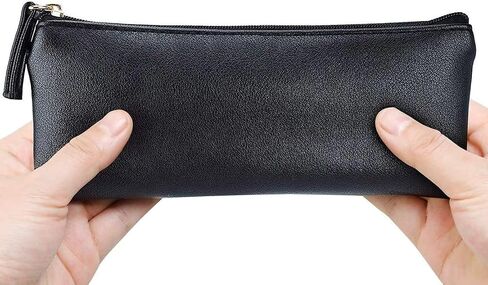 MROCO PU Leather Pencil Case, Small Zipper Pouch, Black in Saudi Arabia