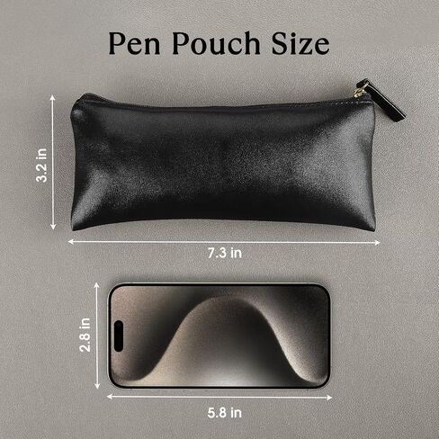 MROCO PU Leather Pencil Case, Small Zipper Pouch, Black in Saudi Arabia