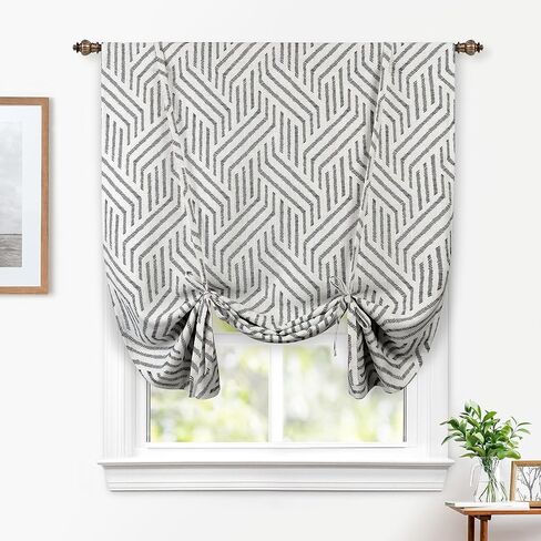 DriftAway Farmhouse Linen Lined Valance Double Layer Thermal Insulated Room Darkening Blackout Window Valances 3 Inch Rod Pocket Vertical Striped Kitchen Valance for Bathroom Single 52 x 14 Inch Gray in Kuwait