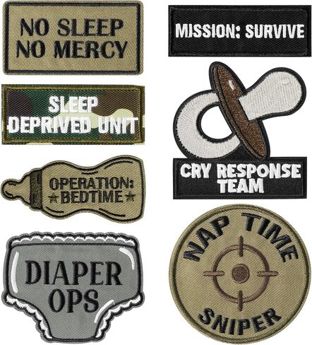 7Pcs Funny Daddy Mommy Tactical Patches with Hook and Loop Cute Pacifier Bottle Sew on Embroidered Applique Repair Emblem Patch Mother's Day Father's Day DIY Crafts Gift for Diaper Bags Lunch Bags Hat in Kuwait