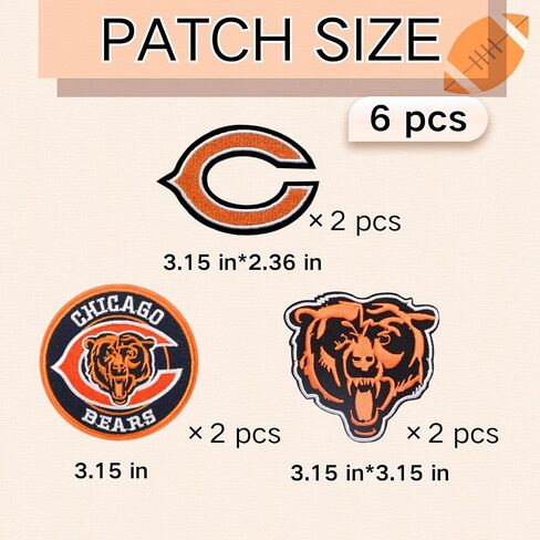 6 Pcs Cool Rugby Sports Embroidery Patches Football Fans Embroidered Badges Team Logo Patch for Sew On/Iron On Fabric Stickers Applique for Clothes, Backpacks,Hat,Jeans,Sportswear,Orange Bear in Saudi Arabia