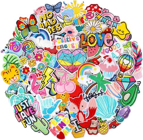 NICEVINYL Assorted Iron on Patches for Clothing: 120PCS Exactly As Shown in Saudi Arabia