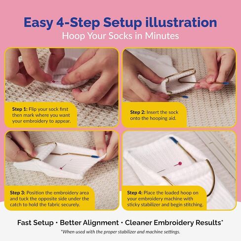 Sock Hoop for Embroidery Machine | Sock Hoop Set for Embroidering Designs on Any Machine. Embroidery Accessories and Supplies with Universal Compatibility. Makes Embroidering Socks Easy - 4 Pack in Kuwait