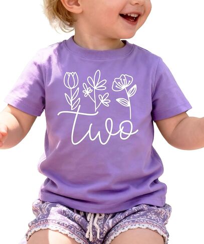 Two Floral Cursive 2nd Birthday Shirt for Toddlers Second Birthday Outfit in Kuwait
