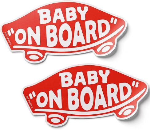 Baby On Board Sticker for Cars, Trucks, Vans [2-Pack] Baby On Board Signs, Safety Sign Decal for Kids, Heavy-Duty Waterproof Bumper Sticker | Cute Baby Shower Registry Gift (Stickers - Red) in Kuwait