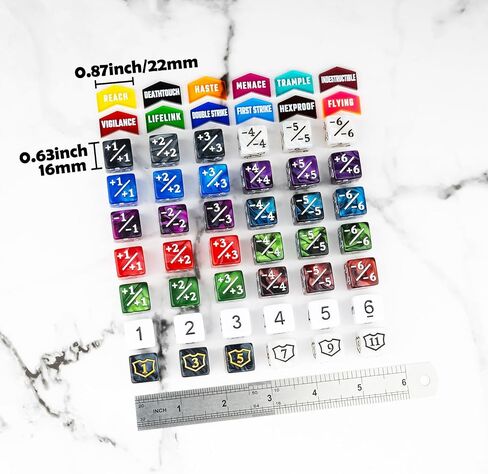145 Pieces MTG Counter Dice Magic Life Counters Keyword Clear Acrylic Ability Tokens D20 +1 Dice Set for MTG, TCG, Card Games Accessories in Saudi Arabia
